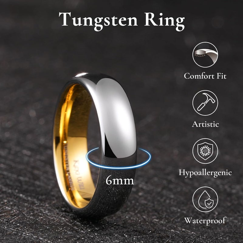King Will Tungsten Carbide Wedding Band for Men Women Promise Rings for Couples Domed High Polish - Image 2